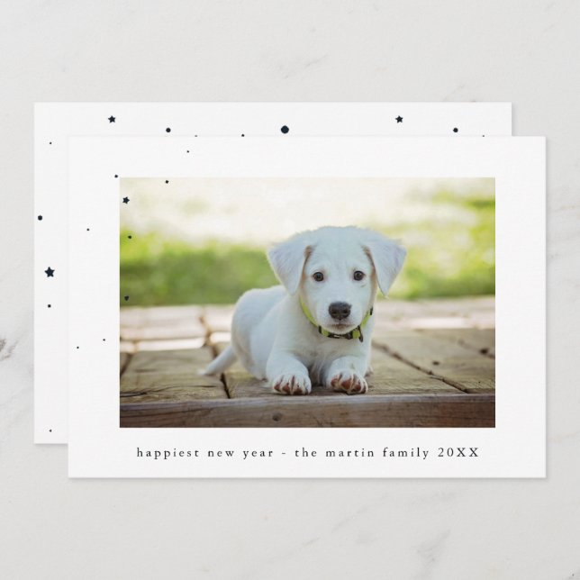 Stars and Dots New Year Photo Holiday Card (Front/Back)