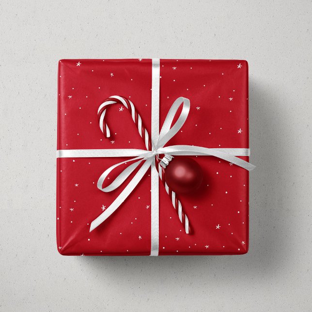 Stars and dots red white cute fun Christmas Wrapping Paper (Creator Uploaded)