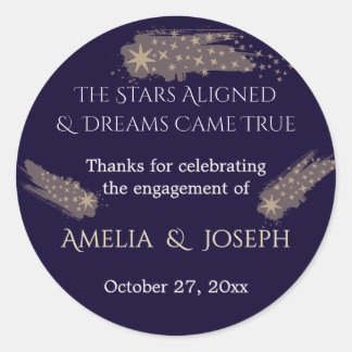 Stars and Dreams Engagement Party Invitation Classic Round Sticker