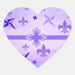 Stars and Fleur De Lis Heart Sticker