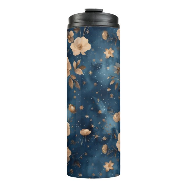 Stars And Flowers Floral Patterns Design Thermal Tumbler (Front)