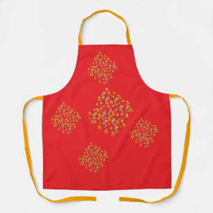 Stars And Flowers Yellow Straps Red Apron