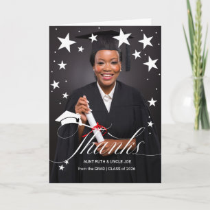 Stars and Grad's Photo Graduation Thank You Card