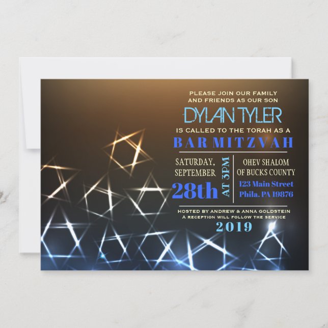 STARS and LIGHTS Bar Bat Mitzvah Invitation (Front)