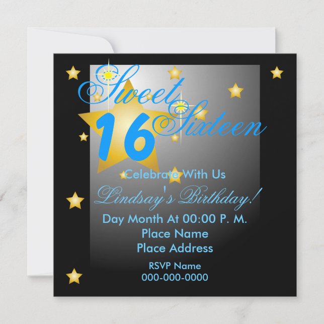 Stars And Lights Forever Sweet Sixteen-Customise Invitation (Front)
