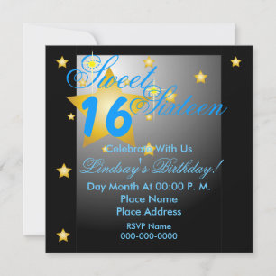 Stars And Lights Forever Sweet Sixteen-Customise Invitation
