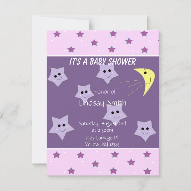 Stars and Moon Baby Shower Invitation (Front)