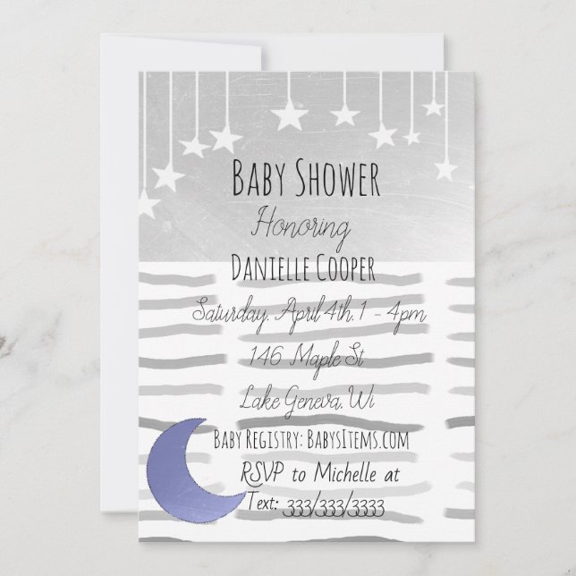 Stars and Moon Boy's  Baby Shower Invitation (Front)