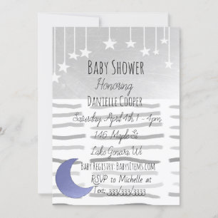 Stars and Moon Boy's  Baby Shower Invitation
