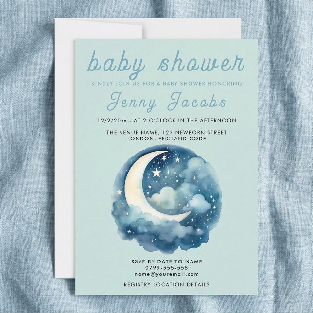 Stars and moon dreamy baby shower invitation (Stars and moon dreamy baby shower invitation.)