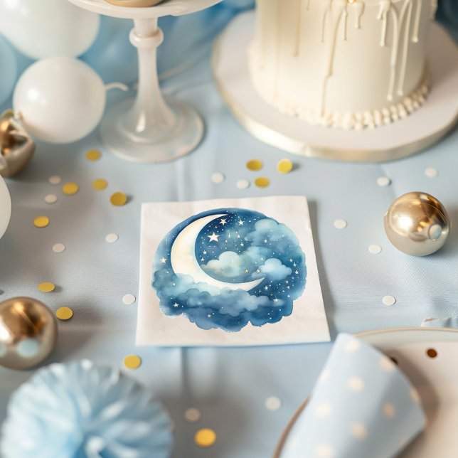 Stars and moon dreamy napkin (Stars and moon dreamy baby shower blue napkin)