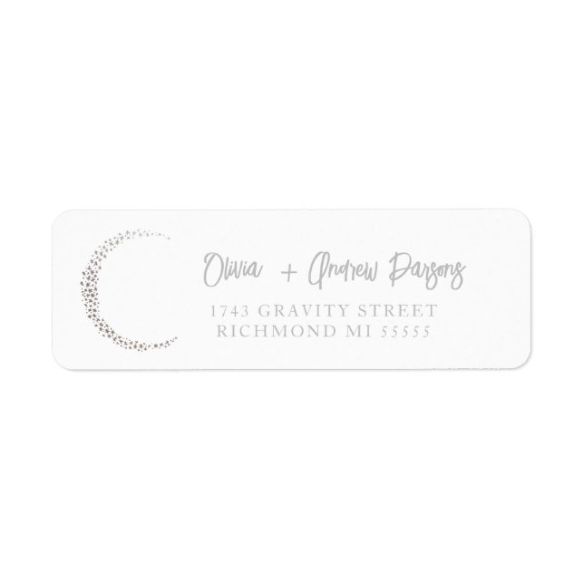 Stars and Moon Hand Lettered Script Address Label (Front)