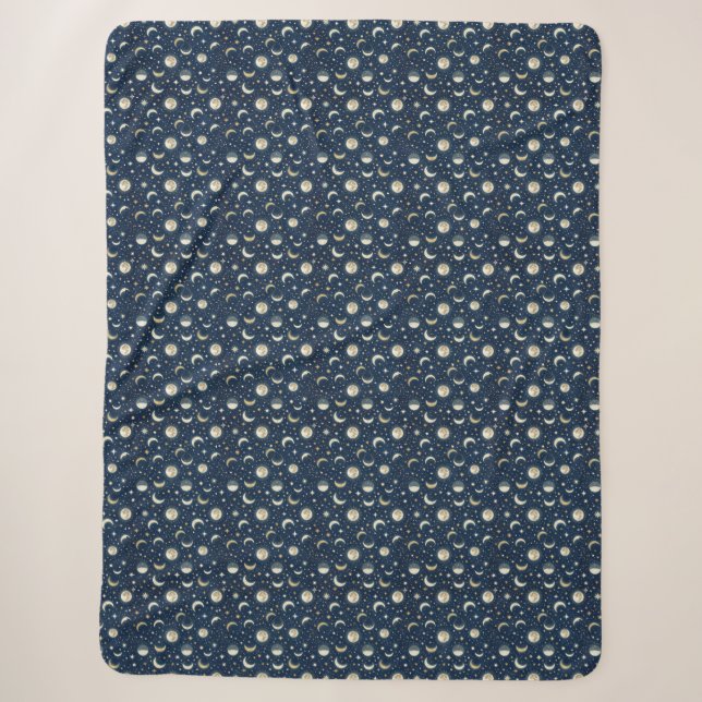 Stars and Moon Pattern Sherpa Blanket (Front)