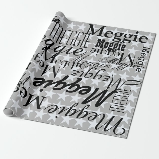 Stars and Names personalised Wrapping Paper (Unrolled)