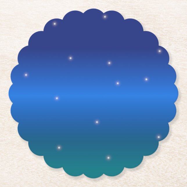 Stars and Night Sky Winter Magic Paper Coaster (Front)