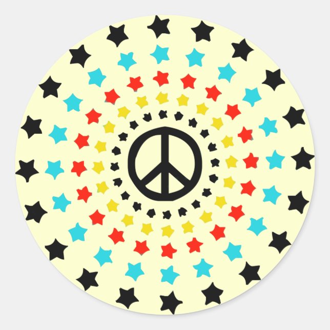 Stars and Peace Classic Round Sticker (Front)