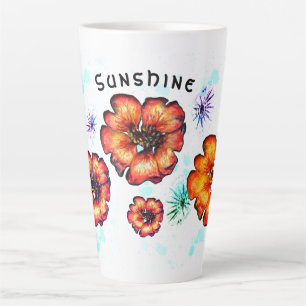 Stars and Scarlet Flowers Latte Mug