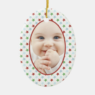 Stars and Smiles Christmas Photo Ornament