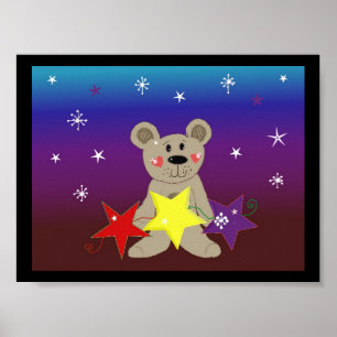 Stars and Snowflakes with Little Bear Poster