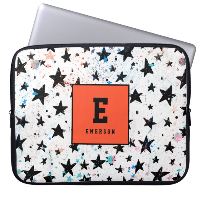 stars and space fun astronomy pattern laptop sleeve (Front)