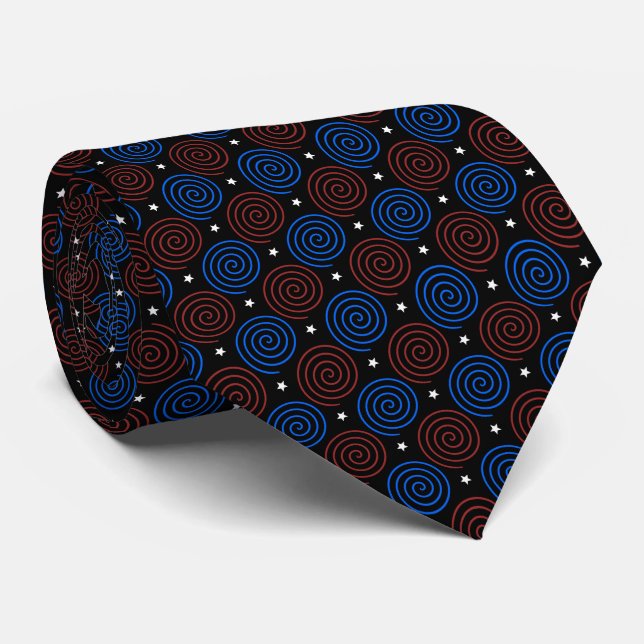 Stars and Spiral in Red, White and Blue Tie (Rolled)