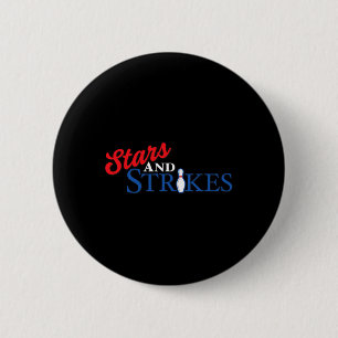 Stars And Strikes Bob Bowling Team American Colour 6 Cm Round Badge
