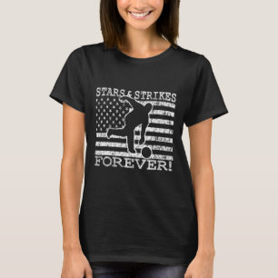 Stars And Strikes Forever Bowling American Flag Bo T-Shirt