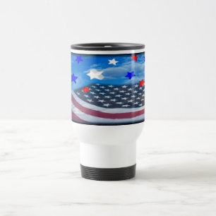 stars and stripe flag white travel mug