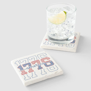 Stars and Stripes 1776 American Anniversary Stone Coaster