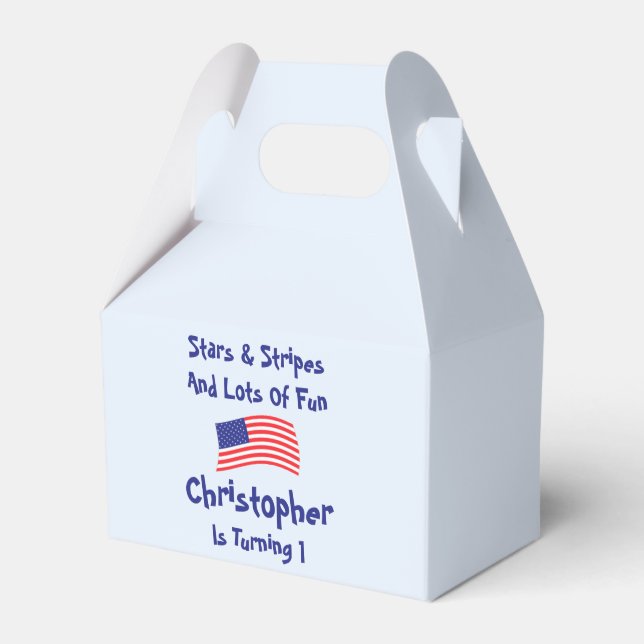 Stars and Stripes 1st Birthday Favour Box (Front Side)