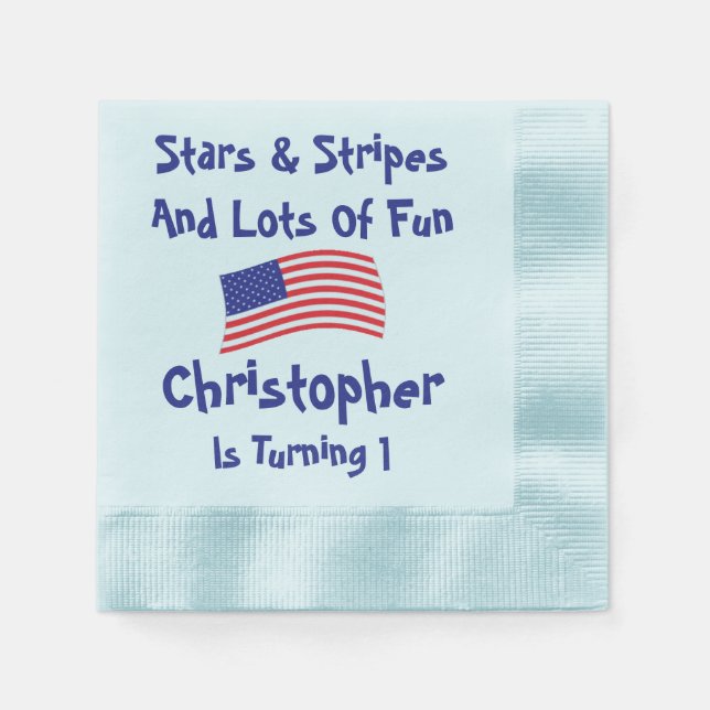 Stars and Stripes 1st Birthday Napkin (Front)