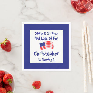 Stars and Stripes 1st Birthday Napkin