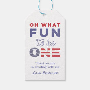 Stars and Stripes 1st Birthday Party Favour Tags