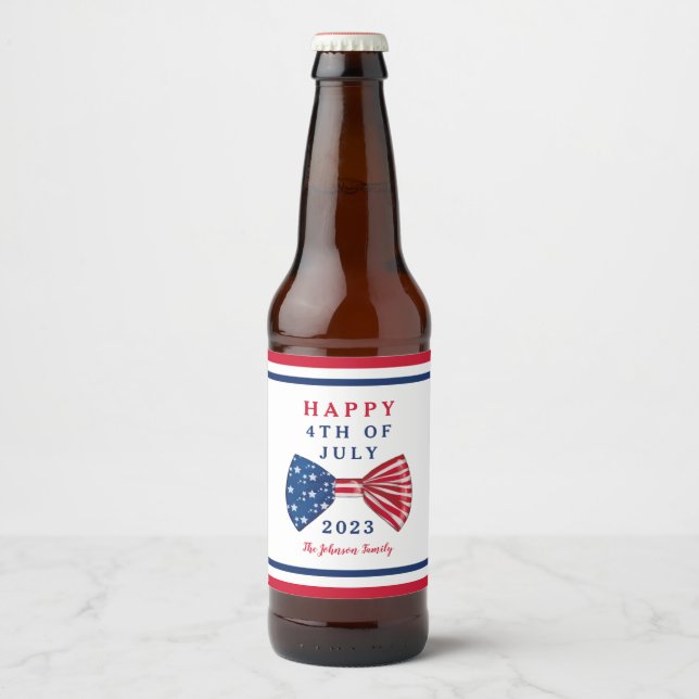 Stars And Stripes 4th Of July Classic  Beer Bottle Label (Front)