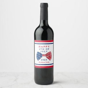 Stars And Stripes 4th Of July Classic Wine Label