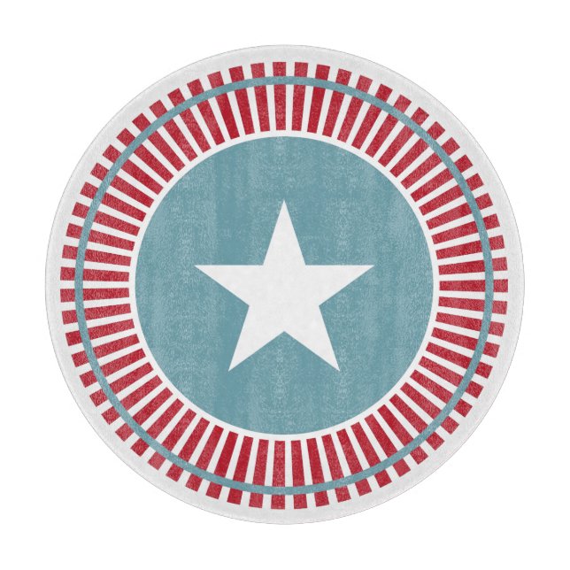 Stars and Stripes 4th of July Glass Cutting Board (Front)