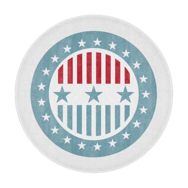 Stars and Stripes 4th of July Glass Cutting Board (Front)
