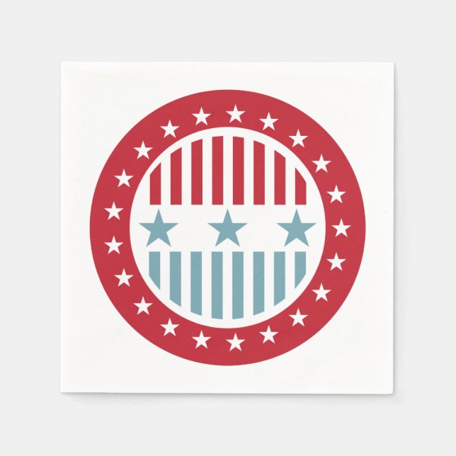 Stars and Stripes 4th of July Paper Napkin Set (Front)