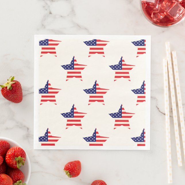 Stars and stripes 4th of July Patriotic Napkin (Insitu)