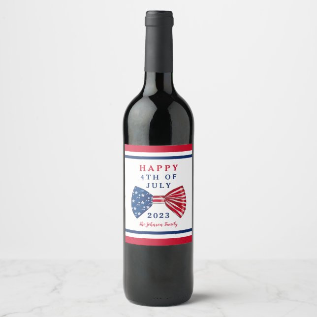 Stars And Stripes 4th Of July  Wine Label (Front)