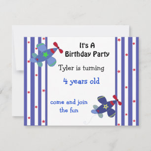 Stars and Stripes Aeroplane Birthday Invitation