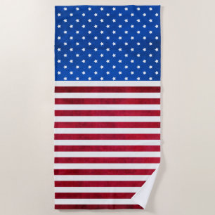 Stars and Stripes-American Flag by Shirley Taylor Beach Towel