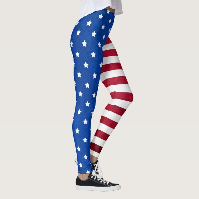 Stars and Stripes-American Flag by Shirley Taylor Leggings (Right)