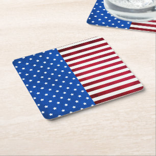 Stars and Stripes-American Flag by Shirley Taylor Square Paper Coaster