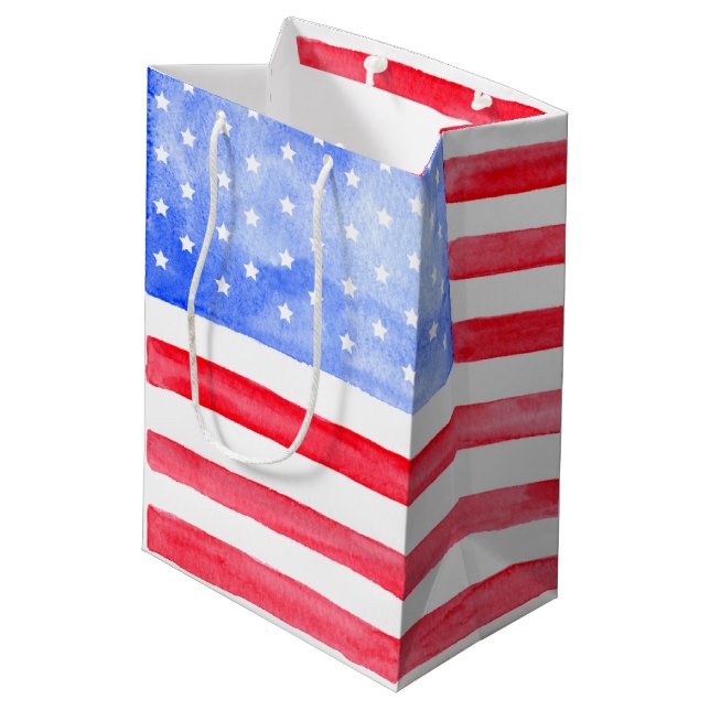 Stars and Stripes American Flag Medium Gift Bag (Back Angled)