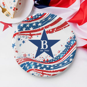 Stars and Stripes American Flag Patriotic Paper Plate