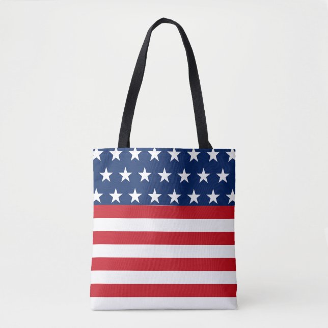 Stars and Stripes American Flag Patriotic Tote Bag (Front)