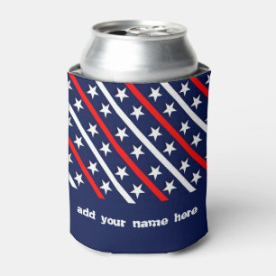 Stars and Stripes American Flag Personalised Can Cooler