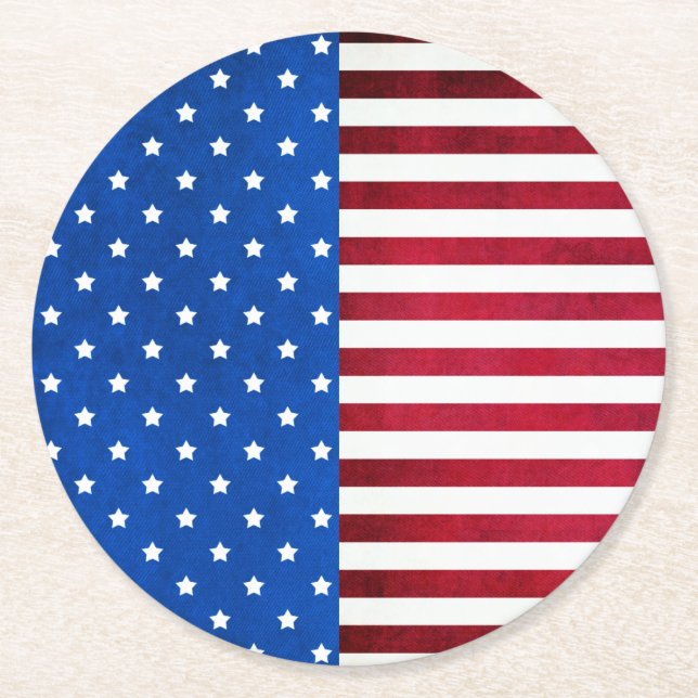 Stars And Stripes-American Flag Round Paper Coaster (Front)