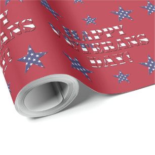 Stars and Stripes American Happy Veterans Day Wrapping Paper
